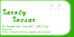 karoly kocsar business card